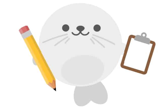 Seal with Pencil and Paper